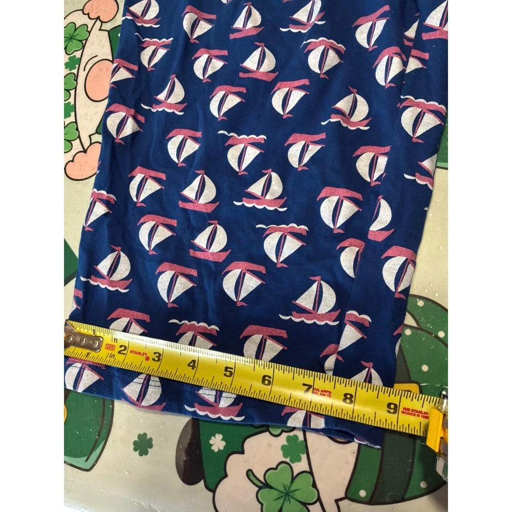 Blair Women Pajama Pants L Blue Sailboat Print‎ Nautical Crop Sleepwear B18111